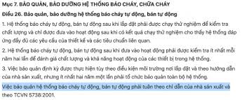 Quy Định Về Bảo Dưỡng Hệ Thống PCCC